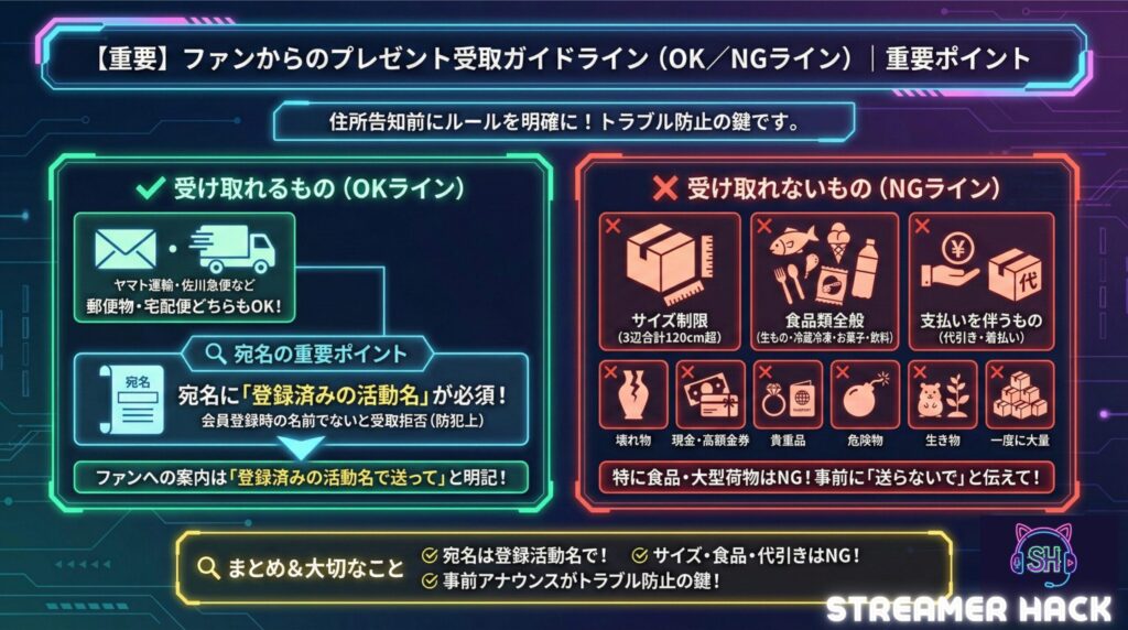 【重要】ファンからのプレゼント受取に関する「OK/NG」ライン
